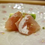 鮨 大門 - ［2017/07］酒肴② 甘鯛の昆布締め アスパラ 柑橘