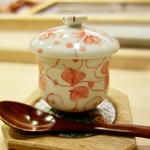 鮨 大門 - ［2017/07］酒肴④ 冷製茶碗蒸し 余市産うに えび ゆりね コーン