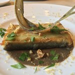 カーサ・デル・チーボ - 温かい鮎とじゃがいものプレサート くるみと肝のソース