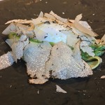 カーサ・デル・チーボ - 岩舘りんご園さんのグリーンアスパラとポーチドエッグ サマートリュフがけ ビスマルクの組み合わせで 