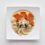 Aurora carpaccio of fresh seafood