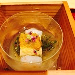 銀座 しのはら - 宮城雲丹、ボタン海老、ジュンサイ、たまご豆腐