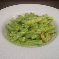 ヴィア トスカネッラ - カサレッチェ　小海老とインゲンのバジルクリームソース（2017.6）