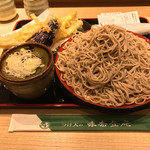味奈登庵 - もりそば大盛り＋穴子天ぷら＋いか天ぷら＋なす天ぷら！