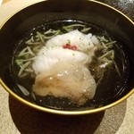 六雁 - 鱧の葛叩き椀　蓴菜　茗荷　白キクラゲ