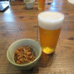 釜揚げうどん専門店もと - 生ビール＆お通し