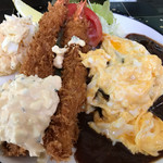 なんじゃろ - 海老フライとハンバーグ