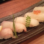 Sushi Uogashi Nihonichi - 白身魚五種握り　980円