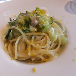 【パスタ】ヤリイカ、カラスミ、お野菜のオイルソース