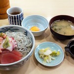日乃家 - シラス＆ネギトロ丼(マグロ＆タコ入り)