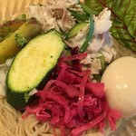 饗 くろ喜 - ジーバナ農園野菜の和えつけそば トッピングアップ（饗 くろ㐂） 2017.6