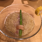 饗 くろ喜 - とうもろこしと羅臼昆布の冷やしそば 麺丼（饗 くろ㐂） 2017.7