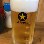 鳥長 - 生ビール　ちなみに瓶ビールは珍しい赤星。