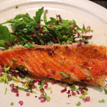魚菜料理 縄屋 - 焼き物　金目鯛塩焼き　赤水菜　山葵菜