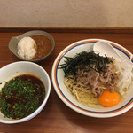 ラーメン暁 - 夏メニュー     ピリ辛冷し肉つけめん＋気まぐれカレーライスミニ（挽肉のカレー）