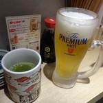 すし吉三平 - ◆主人は生ビール（500円）、私は1軒目で呑んでいますのでお茶を。