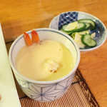 峩々温泉 - 三陸フカヒレの茶碗むし。具沢山で、いい日本酒の肴になります