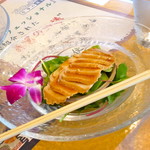 離宮 - 蒸しアワビ様の冷製。ソースが爽やかでとっても美味しい！