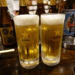 炭火焼き鳥マルイ - 生ビール　450円