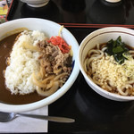 山田うどん - カレー牛丼セット 冷たいうどんにて@750