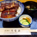 うなみ - 上鰻丼 焼き加減は皮面は少し柔らかめ