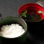 Rice, miso soup/soup