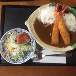 Kafe Resutoribe - エビフライカレーランチ  コーヒー付