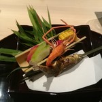 八寸　鮎、川海老