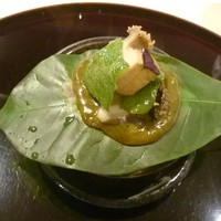 梶川 - 鮑、茄子、万願寺とうがらしを鮑の肝ソースで