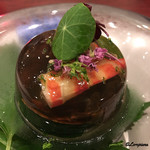 日本料理 TOBIUME - 車海老と茄子､南瓜､椎茸､オクラ､ズッキーニのゼリー寄せ