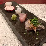 日本料理 TOBIUME - 真鯵､赤鯵､水烏賊､唐墨､平鱸