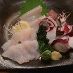 城喜元 - アイナメ、ムギイカ、タコぶつ850円