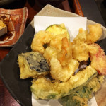 手挽きそば 一心 - おまかせ天ざるの天ぷら