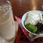 狸穴 Cafe - アイスカフェラテと抹茶わらび餅＆アイスクリーム