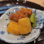 青華こばやし - 29年7月　鱧棒寿司、玉子フライ、枝豆