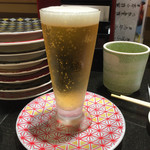 回し寿司 活 活美登利 - 生ビール 小 350円