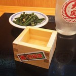 柳ヶ瀬天ぷらクラブ - ほろ酔いセット830円の大関と小鉢