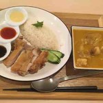 Shingaporuchikinraisubenikafe - シンガポールチキンライス&カレーセット(フライドチキン)