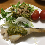 八紘学園 農産物直売所 - 【2017年07月】白身魚ソテーやサラダに、バジルソースたっぷりかけていただきます♪