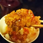 にくの匠 三芳 - ご飯　黄身醤油漬けでＴＫＧリフト