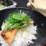 Broiled salmon with dashi chazuke