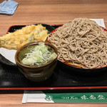 味奈登庵 - もりそば大盛り＋穴子天ぷら＋いか天ぷら＋おくら天ぷら！