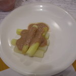 山猫軒 - 【再訪・鯛尽くし】ホワイトアスパラ肝ソース！