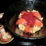 スモークソルト - 「スモーク親子丼」：「スモークサーモン」と「スモーク筋子」を使っているから“親子丼”♪