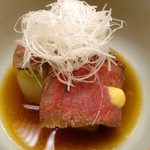 銀座 小十 - 尾崎牛と冬瓜の炊き合わせ