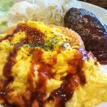 ミヤマ珈琲 - チキンライス&ハンバーグプレート