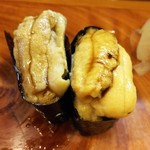 よね吉 - 三厩産と西海岸産の紫海胆食べ比べ