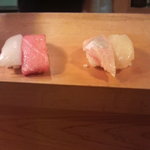 一心太助 - 上にぎり（イカ、トロ、ハマチ、白身魚）