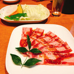 Tenka Aji Sakae Da - クーポンで試食できたアメリカ産薄切りカルピです。（2017.7 byジプシーくん）