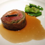 銀座 レカン - 仔鳩とキャベツ　フォアグラとトリュフのクレピネット　仔鳩のジュとコニャックのソース　空豆とモロッコインゲン豆